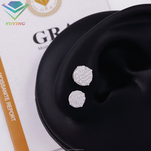 Factory to ship VVS <b>Moissanite</b> diamond Pass diamond tester Gold plated 925 sterling sliver GRA certificate Round <b>earrings</b> Unisex - Product Image 2