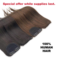 Toupet pour femmes Remy Hair Topper Fluffy Root Wig Pad avec Double Extrémités Dessinées Extension de Tissage de Cheveux Clip-on Perruque Allongement