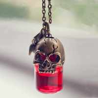 Collier pendentif en Tube de verre de haute qualité pour homme et femme, faux sang rouge, bijou Vampire, qualité médicale, anti-60 cm