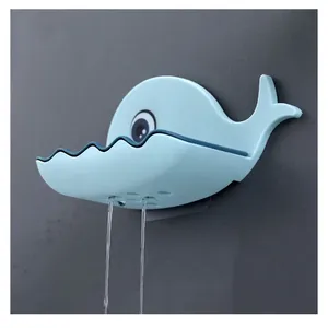 Boîte à savon en forme de baleine avec drain, support de savon pour salle de bain, porte-éponge, plateau de rangement, accessoires de salle de bain - Product Image 4
