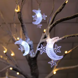سلسلة LED للإضاءة على شكل نجمة القمر, سلسلة LED للإضاءة الجنية ، تعمل بالبطارية ، إكليل رأس السنة الجديدة ، ضوء وميض ، زينة عيد الميلاد للمنزل