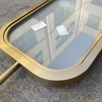 Paravent de séparation personnalisable en verre et acier inoxydable, style chinois artisanal minimaliste, motif peinture paysagère, pour maison et bureau
