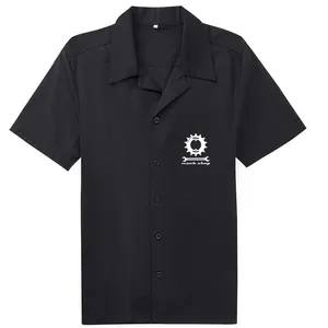 Plus Size Shirts Groothandel Mans Zwart Katoen Button Down Shirt Gear Geborduurde Bowling Kleding