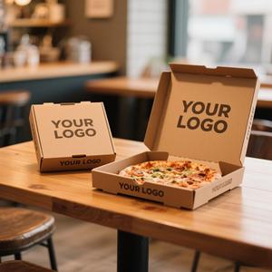 Custom Recyclable Pizza <b>Boxes</b> with Logo Corrugated Board UV Logo Print for Restaurant Promotion - Product Image 2