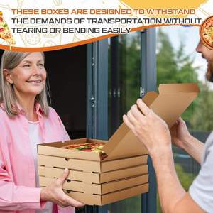 Boîte à pizza en papier kraft avec logo personnalisé imprimé, imperméable, écologique, en carton ondulé, pour la <span class=keywords><strong>livraison</strong></span> en gros - Product Image 4
