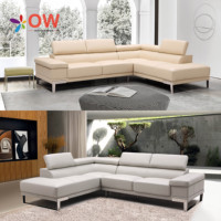 Canapé d'angle en cuir véritable de style nordique moderne et simple pour hôtel, villa, salon, meubles de style Chesterfield