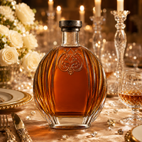 Bouteilles en verre ovales gravées de 700 ml pour brandy, whisky, vodka, logo personnalisable