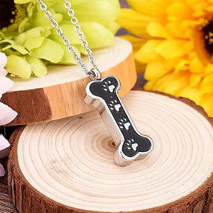 Collier pendentif en acier inoxydable style os avec breloque patte de chien, bijou funéraire urne à cendres pour animaux de compagnie - Product Image 5