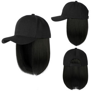 BOBO Pelo Corto <span class=keywords><strong>ondulado</strong></span> pelo sintético mujeres gorra de béisbol peluca sombreros para niñas pelucas naturales 3 pelo corto y medio largo 23cm - Product Image 1