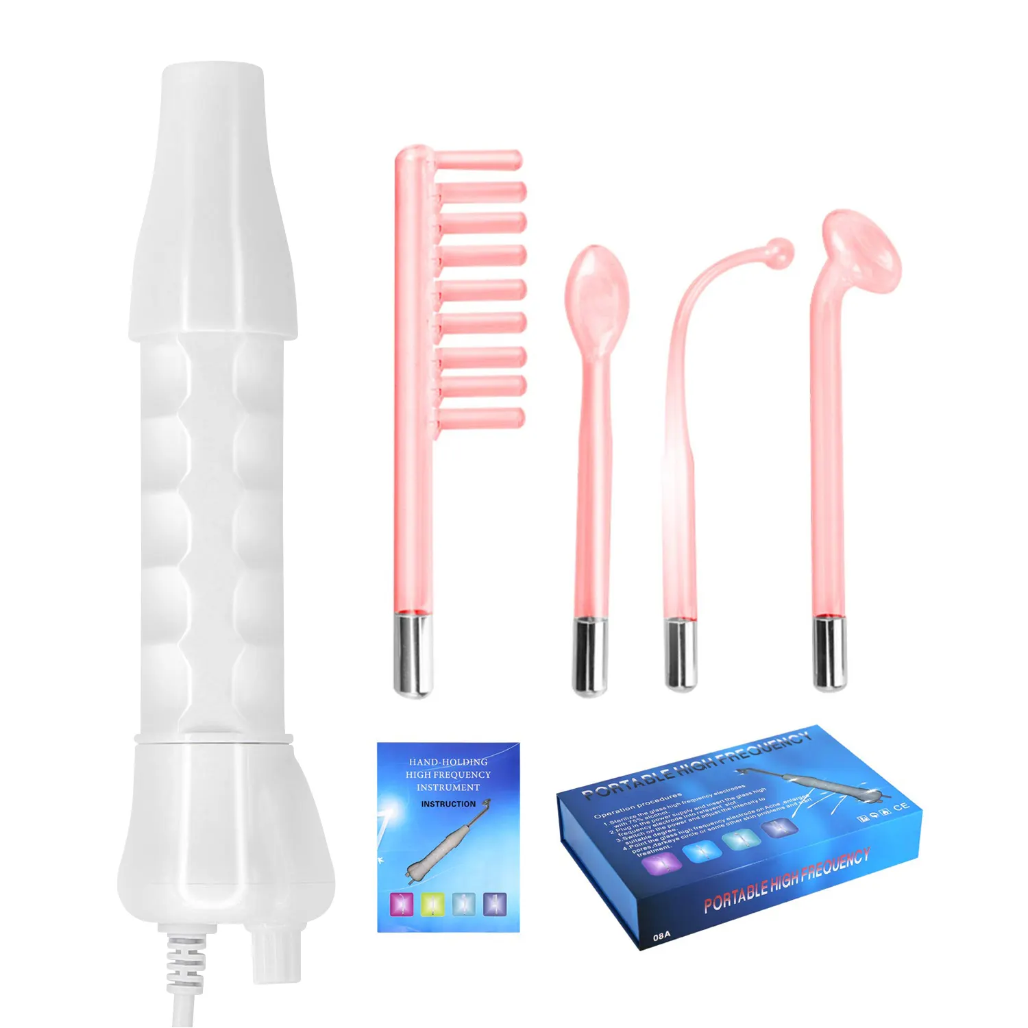 Portable Handheld High Frequency Skin Therapy Wand Electrode Glass Tube Skin Wrinkle Reducing Alta Frecuencia Wands
