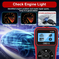 Herramienta de Diagnóstico Automotriz V100 OBD 2 OBDII OBD2, Herramienta de Diagnóstico Portátil para Automóviles, Función de Diagnóstico de Todos los Sistemas, Escáner Automotriz OBDII