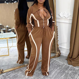 ชุดสองชิ้นเสื้อครอปคอแบบเต็มตัวสำหรับผู้หญิงชุดสองชิ้นเสื้อครอปแบบแขนยาวดีไซน์ปะต่อฤดูใบไม้ร่วงมาใหม่ - Product Image 2