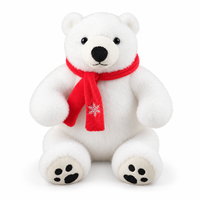 Ours polaire blanc brodé sur mesure avec écharpe flocon de neige rouge, jouet en peluche super doux pour cadeaux personnalisés en gros