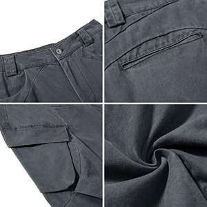 Pantalones Cargo de Lona de Pierna Ancha con Dobladillo Curvo Estilo Retro Americano, Unisex, Estilo Neutral, Silueta Holgada, Moda Casual Urbana - Product Image 2