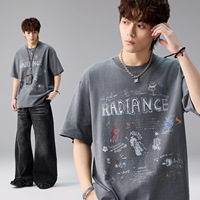 Rock Plan – T-shirt ample en coton pur pour homme, style américain vintage avec lettres imprimées, idéal pour le streetwear, le hip-hop et les tenues décontractées tendance