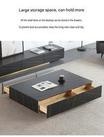 Meuble TV en pierre moderne et minimaliste avec tiroir de rangement, ensemble meuble TV et table basse pour salon, vente en gros