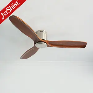 1stshine ceiling fan hotel low profile DC adjustable wind flush mounted ceiling fan with wood blades