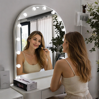 Miroir de maquillage pour coiffeuse, forme extraterrestre, style moderne et épuré, cadre en métal argenté, personnalisable, cadeaux d'affaires et de mariage