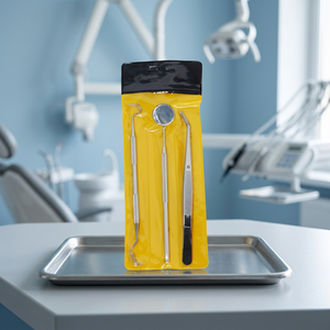 Kit d'instruments dentaires : Miroir, sonde exploratrice, pinces à poignée moletée en acier inoxydable – Outils manuels de Classe I - Product Image 4
