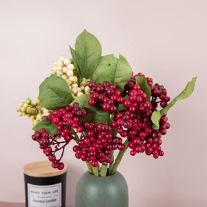 กิ่งเบอร์รี่ประดิษฐ์ CallaFloral ทำจากพลาสติก สำหรับตกแต่งคริสต์มาส ก้านเดี่ยว ตกแต่งบ้าน งานแต่งงาน สไตล์ INS - Product Image 1
