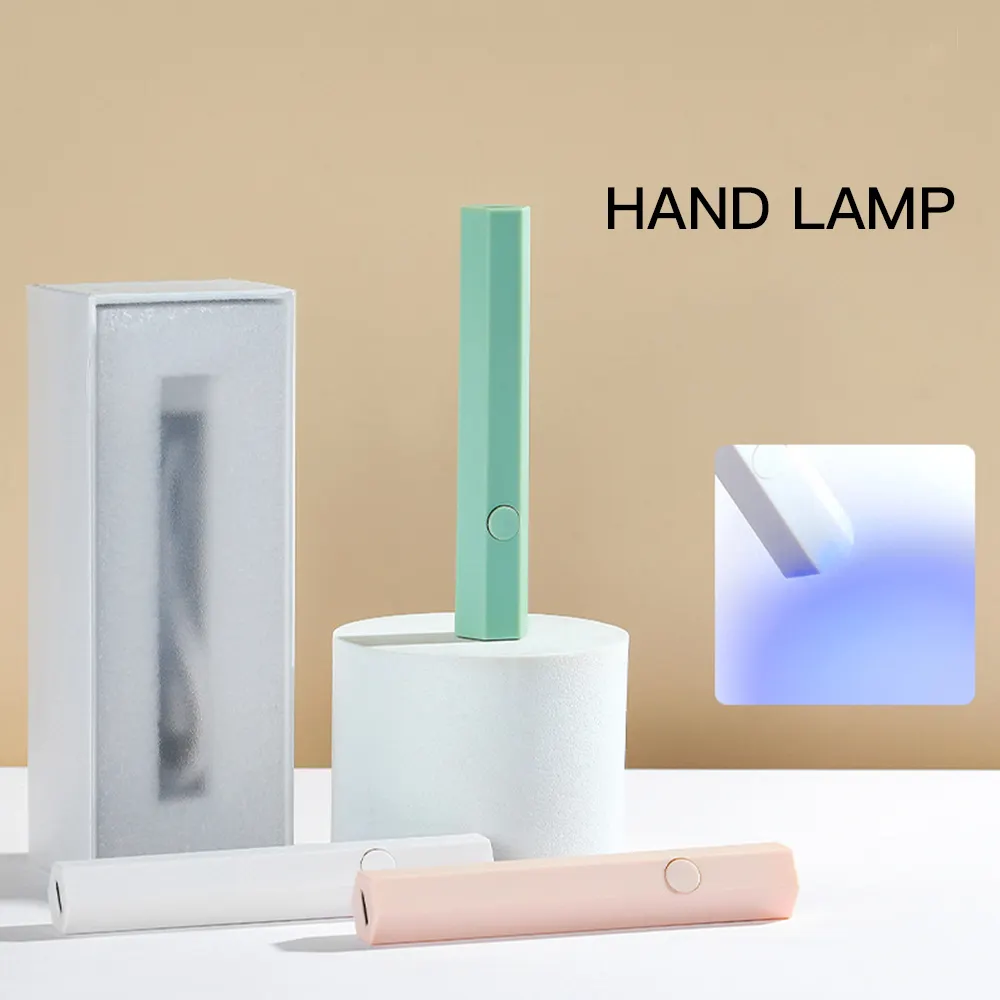개인 라벨 Led uv 네일 램프 녹색 핑크 화이트 3W 8S 건조 휴대용 충전식 UV 램프 손톱