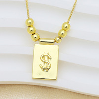 Pendentif Collier en Gros Plaqué Cuivre Lisse Or 18K, Motifs Étoile, Pentagramme, Lune, Éclair, Croix, Symbole Monétaire