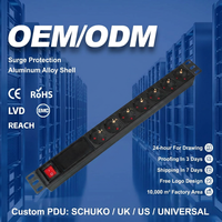 Unité de distribution d'alimentation (PDU) en rack 1U avec coque en alliage d'aluminium, 7 prises, protection contre les surtensions à 3 niveaux, interrupteur bipolaire