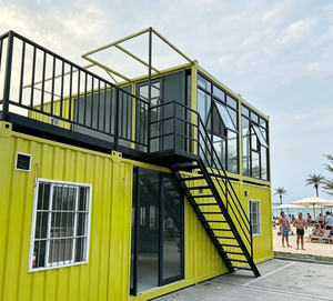 Maison conteneur préfabriquée à deux étages de qualité export, bar conteneur avec balcon vitré et terrasse en bois pour locations de maisons de vacances - Product Image 4