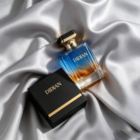 Nouveau flacon vaporisateur de parfum 50ML, flacon de parfum en verre noir avec bouchon doré carré, logo personnalisé, flacon de parfum de luxe avec boîte