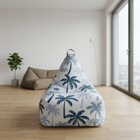 Fauteuil pouf triangulaire durable en toile de polyester imprimée, hydrofuge et anti-humidité, anti-moisissure pour usage intérieur