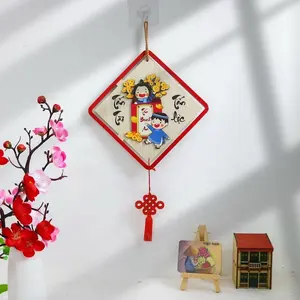 Handmade wooden painting panel to decorate the living room wall for the 2024 Vietnamese New Year holiday