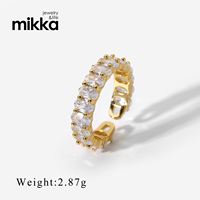 Fabrikpreis Chunky Modeschmuck Zirkon Gold Manschettenring Dicke Twist-Form für Damen Geschenk Accessoires
