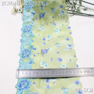 Bordure en dentelle brodée jaune <span class=keywords><strong>de</strong></span> 17 cm, motif rose bleue, en tulle imprimé extensible écologique <span class=keywords><strong>de</strong></span> haute qualité, pour <span class=keywords><strong>soutien</strong></span>-<span class=keywords><strong>gorge</strong></span> féminin - Product Image 2