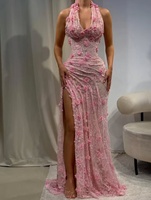 Robe de soirée de luxe rose à fleurs, style sirène, pour l'Arabie Saoudite, Nouvel An, Noël, Saint-Valentin, anniversaire, personnalisable