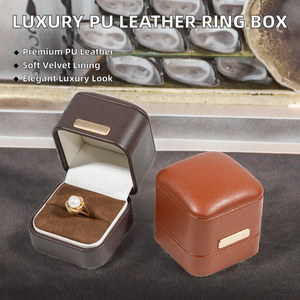 Premium PU Leather <b>Ring</b> <b>Box</b> with Metal Plate, Custom Logo Engagement <b>Ring</b> <b>Gift</b> <b>Box</b> <b>for</b> Proposal - Product Image 2