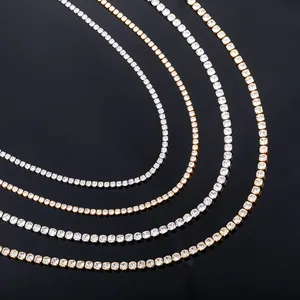 Collar de tenis chapado en oro brillante con circonita cúbica para mujer, gargantilla minimalista con cadena de cristal, accesorios de joyería de acero inoxidable - Product Image 4
