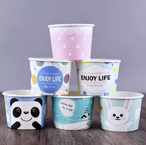 Tinas de yogur de pintas de helado desechables, varias tazas de helado PLA al por mayor con tapa de cúpula, cuenco de helado de papel con tapa de papel