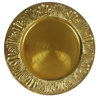 Assiettes de présentation rondes de luxe en PP réutilisables, dorées, avec motif floral en spirale, pour mariage, motif personnalisé, vente en gros