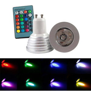 Bombillas de foco LED RGB para decoración del hogar, lámparas de luz que cambian de Color con Control remoto, 3W, E27, E14, <span class=keywords><strong>GU10</strong></span>, GU5.3, <span class=keywords><strong>MR16</strong></span> - Product Image 4