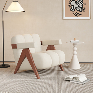 Sillón Sofá Individual de Diseño de Alta Gama en Madera Maciza Estilo Antiguo para Hogar Oficina Bar Balcón Sala de Estar Recepción y Área de Descanso - Product Image 3