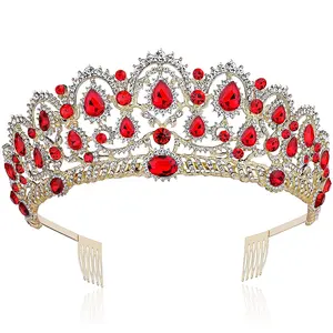 Multas Cristal Rainha Coroa Prom Concurso Quinceanera Coroa Aniversário Tiara Strass Casamento Princesa Tiara Headband com Pin pente