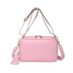 Groothandel Custom Dames Baby Blauw Roze Pu Lederen Schoudertas Gitaar Strap Crossbody Tas Met Kwastje - Product Image 4