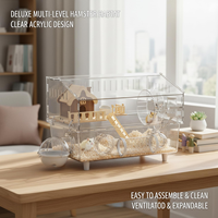 Cage de Luxe Extra-Large pour Hamster, Villa en Plastique Multi-Niveaux à Vue Panoramique, Boîte Solide pour Petits Hamsters, Motif Uni, Spacieuse et Élégante