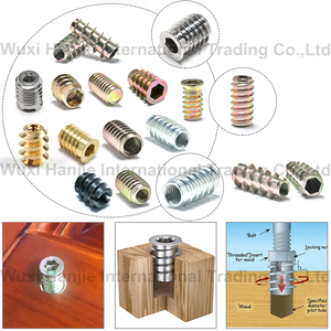 Threaded <span class=keywords><strong>1</strong></span>/<span class=keywords><strong>4</strong></span> "-20x15mm chèn vít nối gỗ chèn Nut cho đồ nội thất gỗ thép Hex ổ cắm gỗ chèn hạt - Product Image 6