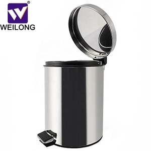 Stainless steel metal waste bin trash can pedal garbage bin with Lid Galvanized Stainless Steel outdoor dust bin