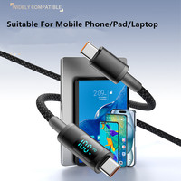 1M 2M Pantalla digital 100W USB C Cable de carga rápida Tipo C a tipo C Cable de datos totalmente compatible para computadora portátil Teléfono móvil