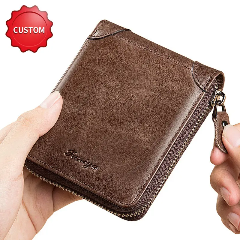 wallets leather men Short retro clear purse Minimalist RFID Blocking Casual carteras Purse billeteras monederos luxury money bag