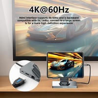 Support de station d'accueil pour tablette avec port Gigabit 2.0, répartiteur USB 3.0, design rotatif et pliable, convertisseur d'extension Type-C