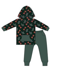 Qingli OEM No tariffario carino Set felpa con cappuccio per ragazza con motivo fragola Design personalizzato per ragazze Set di abbigliamento per bambini - Product Image 4