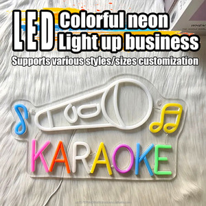 LED Neon Karaoke <b>Sign</b> with Microphone Design Colorful Indoor Bar Decorative Light Dimmable Ambient Light Display <b>Sign</b> 5V 12V - Product Image 2